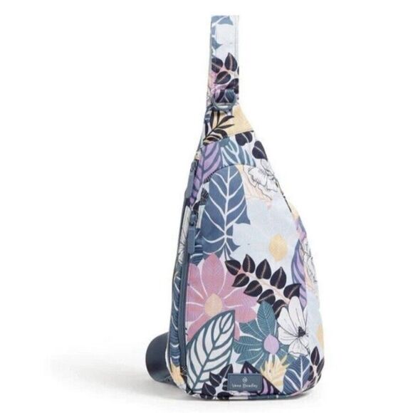 Vera Bradley Lighten Up Essential Sling Backpack Palm Floral NWOT - Picture 1 of 3